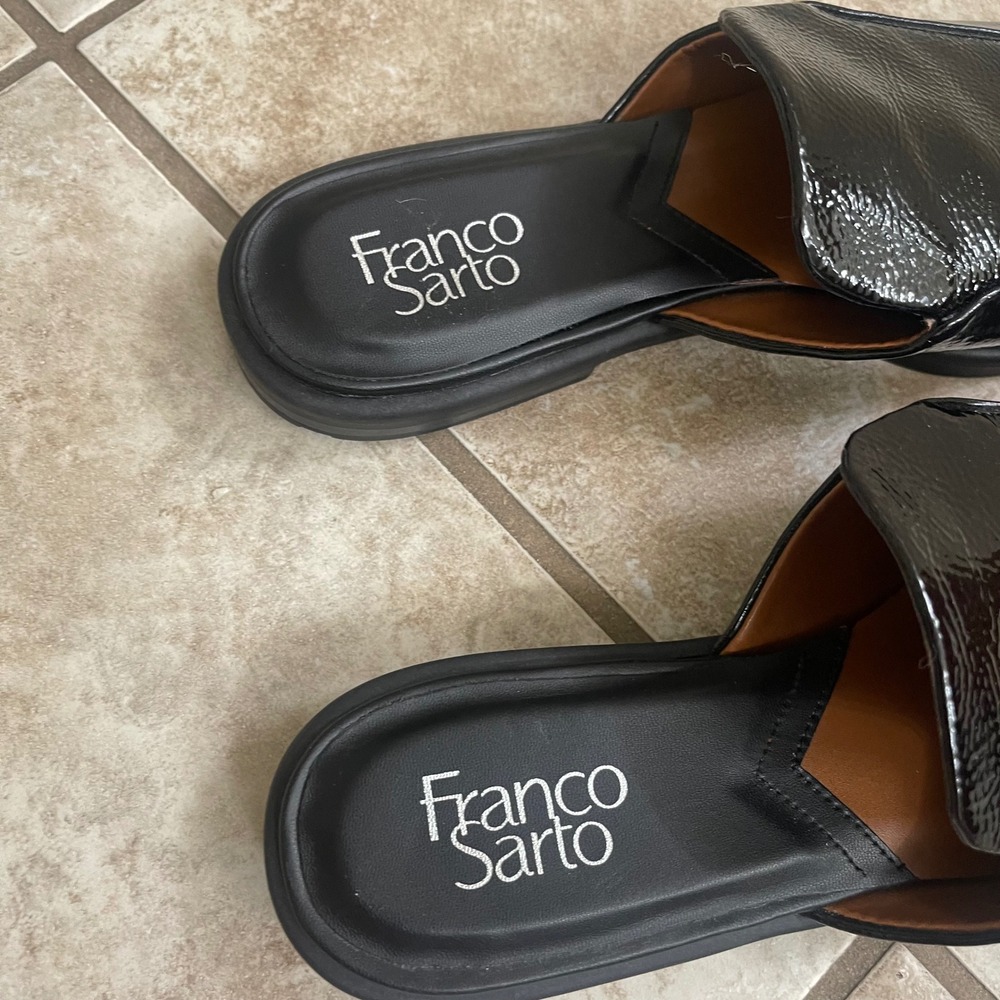 Franco Sarto Bocca‎ Slide Mules Black patent Sz 8.5m used ones - Picture 6 of 7